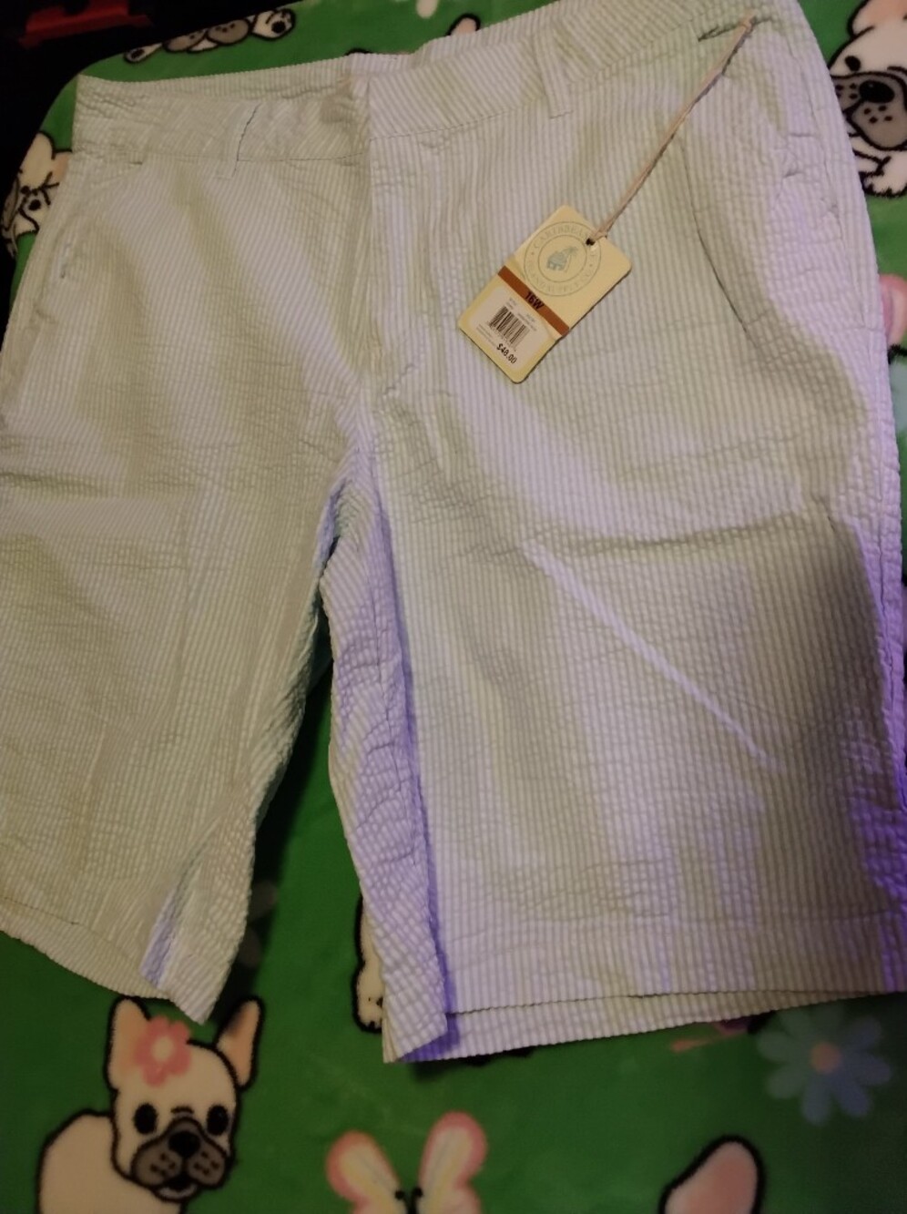 Caribbean Joe Seersucker Women's size 16W 38W 10L bermuda knee length shorts NEW